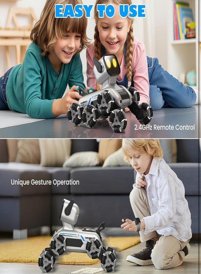 Brighterbee Smart RC Robot Dog Car 8WD - 2.4GHz Remote & Gesture Sensor Control, 360° Stunt Car with LED Lights & Music, Rechargeable Robot Toy for Kids.. - Image 3